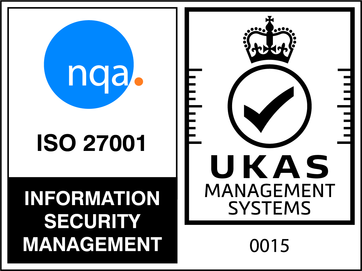 ISO 27001 certification issued by NQA under UKAS accreditation